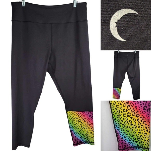 Zyia Active Black Rainbow Leopard Light N Tight Crop Leggings Women’s Size 20 - Picture 1 of 8